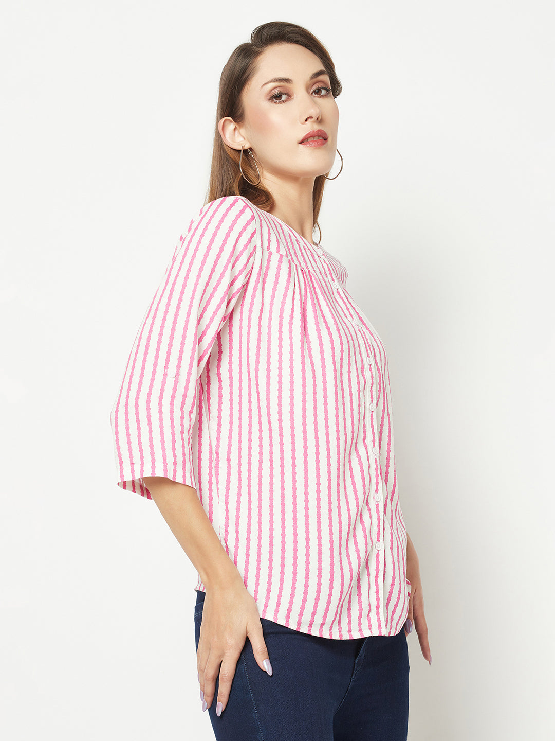  Magenta Pink Striped Shirt