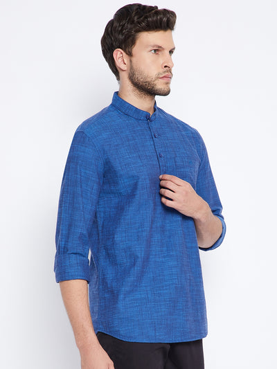 Blue Mandarin Kurta - Men Kurtas