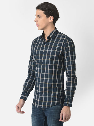 Navy Blue Checked Shirt 