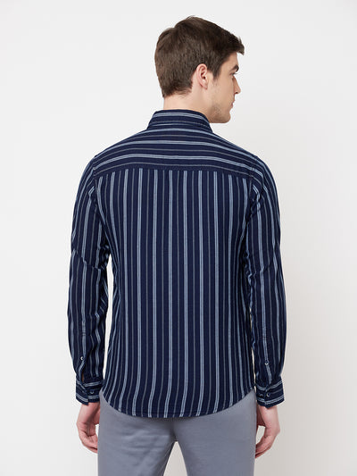 White Striped Casual Shirt - Men Shirts