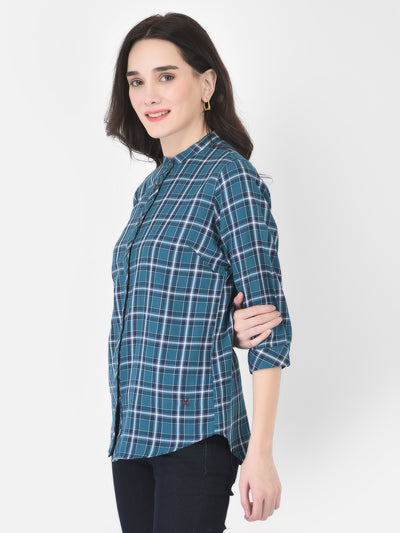 Air Force Blue Checked Shirt - Women Shirts