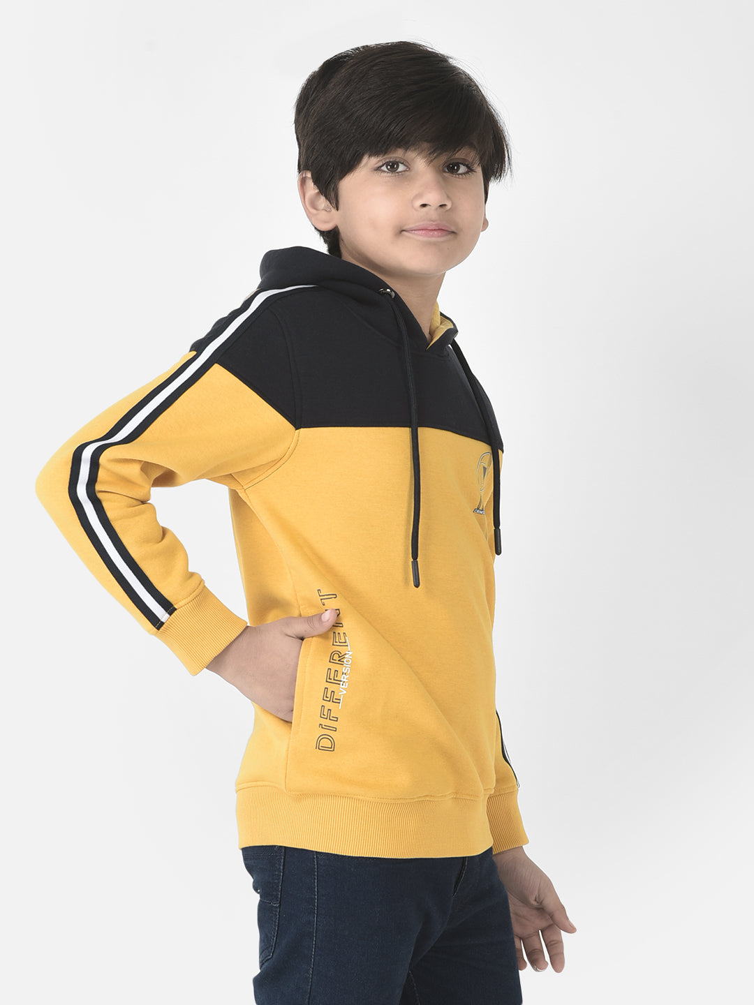  Yellow Colour-Block Hoodie