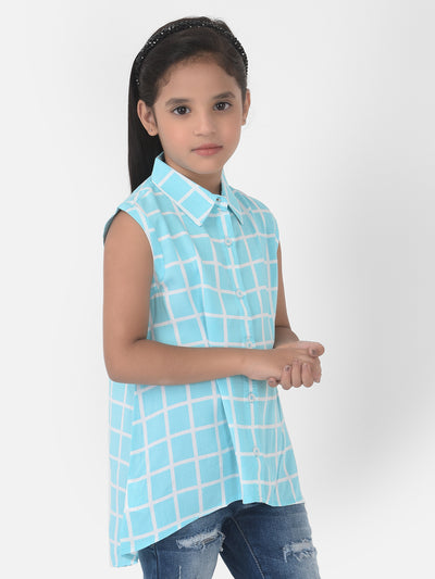Light Blue Checked Shirt - Girls Shirts