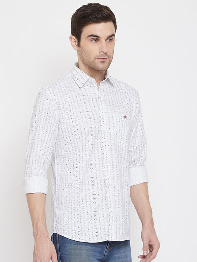 White Printed Slim Fit shirt - Men Shirts