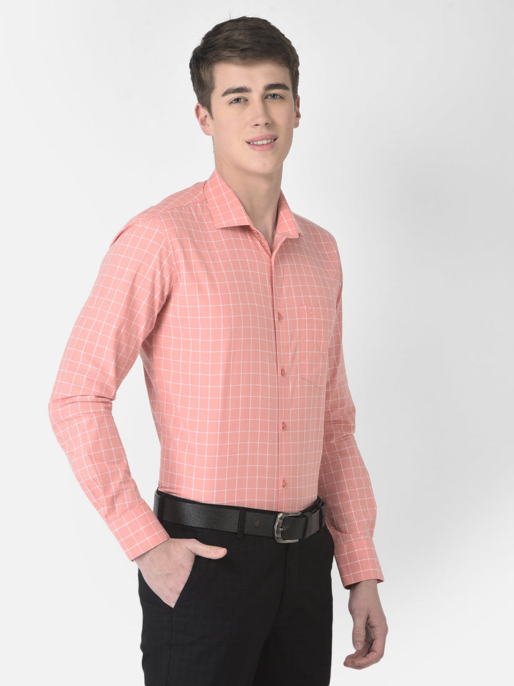 Peach Graph Checked Shirt