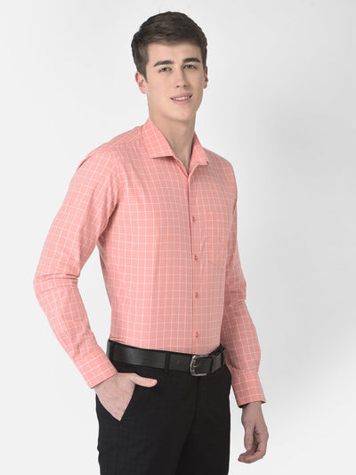  Peach Graph Checked Shirt