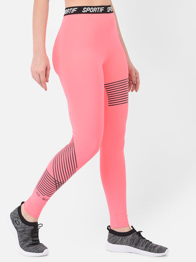 Pink Printed High Waisted Track Pants - Women Track Pants