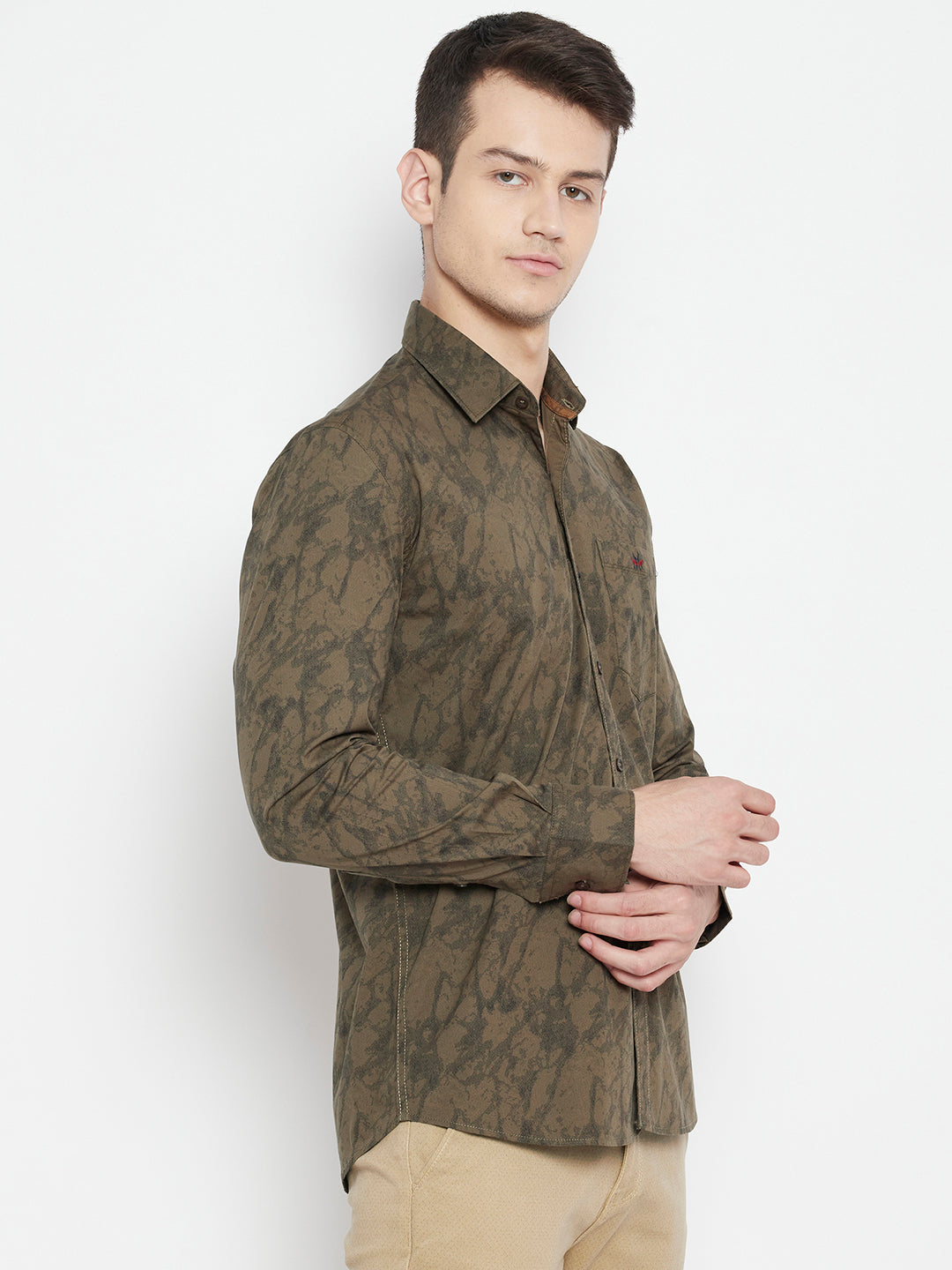 Brown Printed Slim Fit shirt - Men Shirts