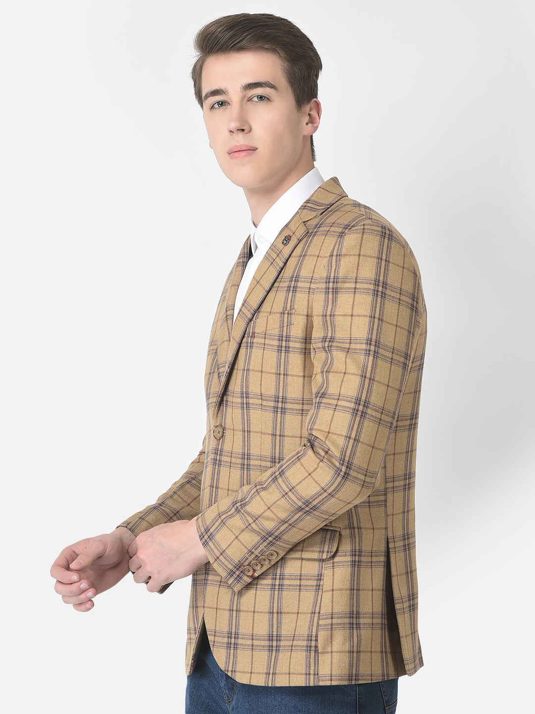  Checked Khaki Blazer