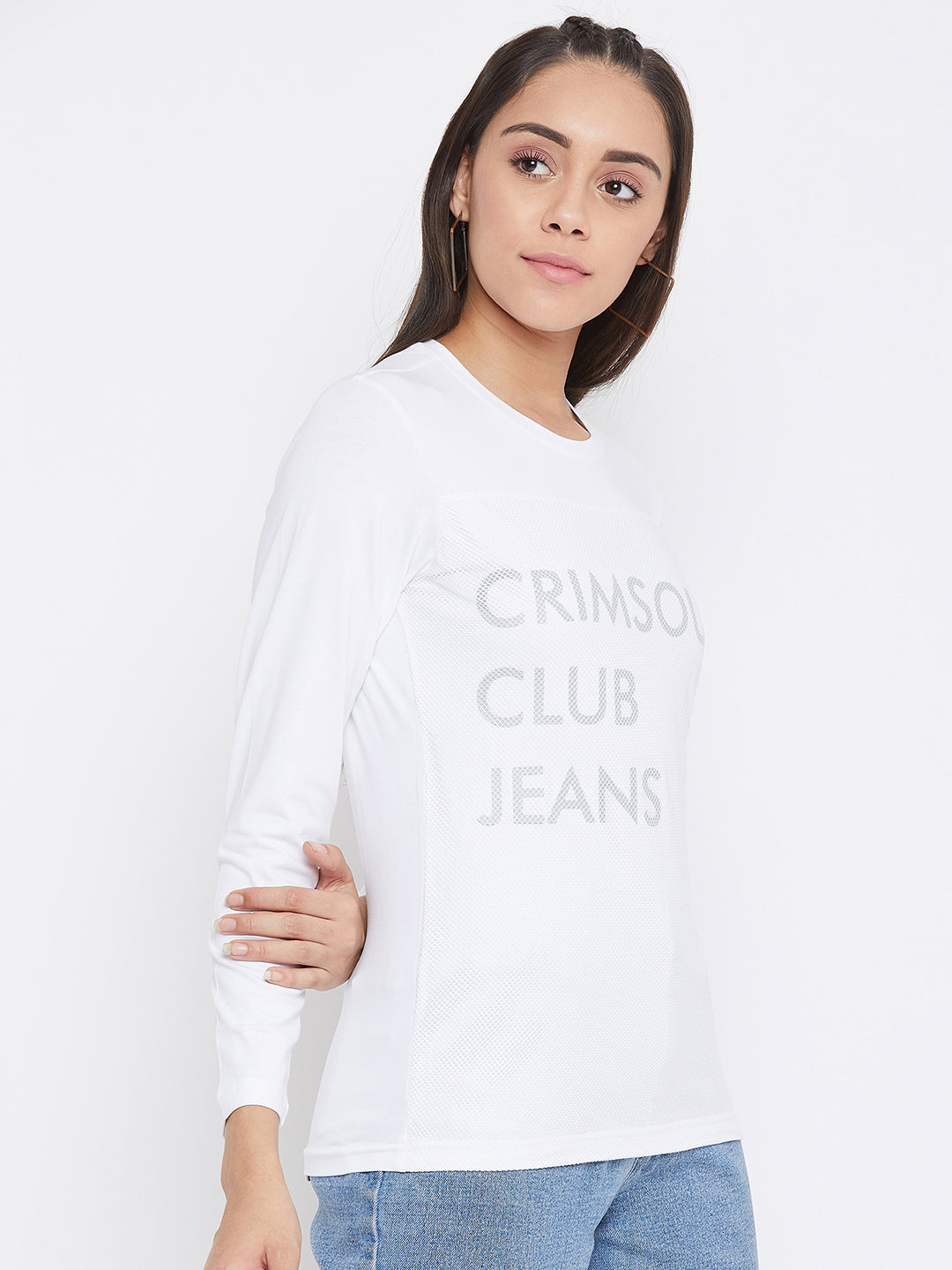 White Printed Round Neck T-Shirt - Women T-Shirts