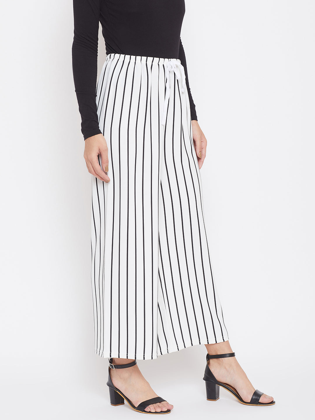 White Striped Trousers - Women Trousers