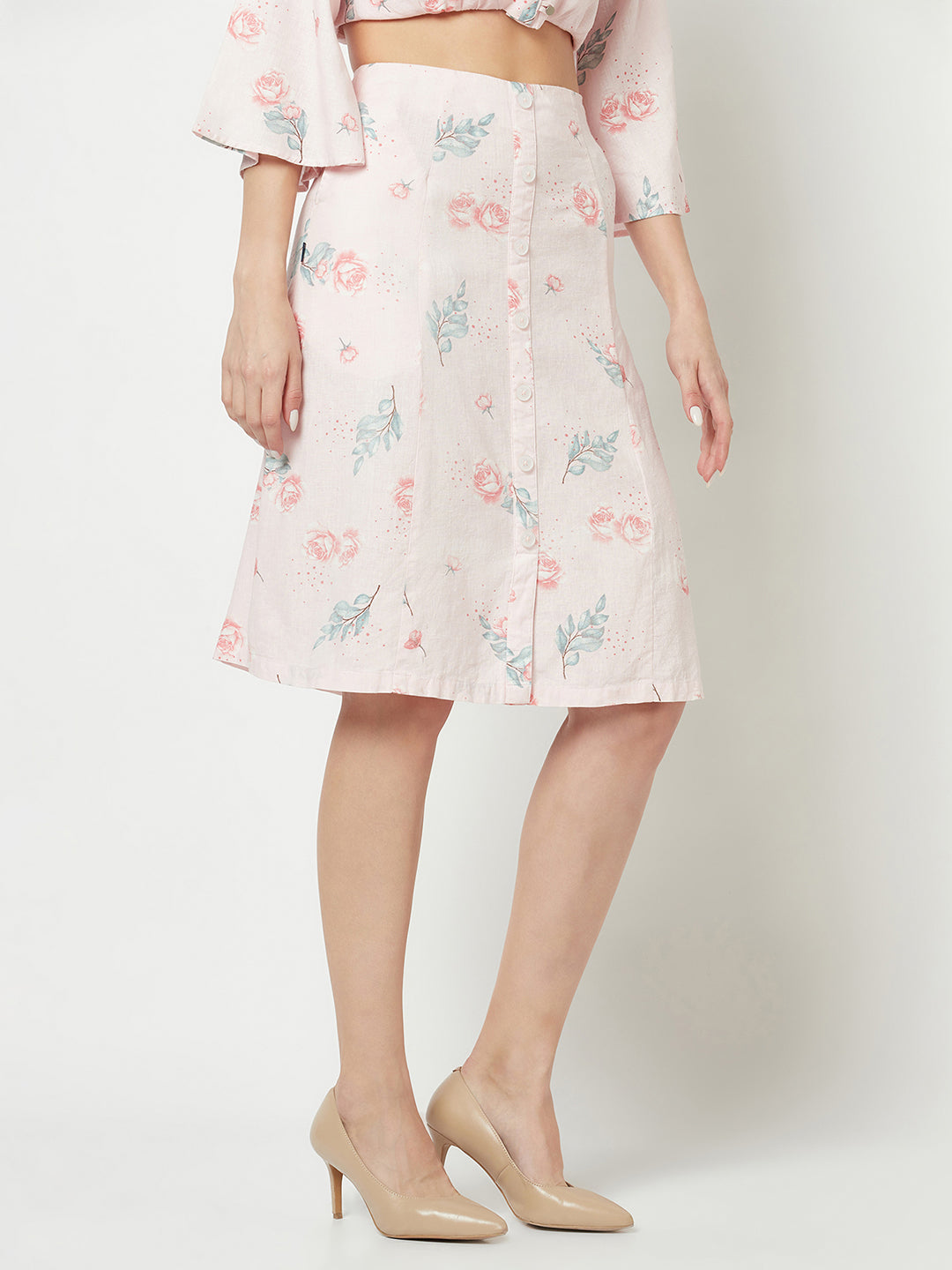  Pastel Pink Floral Skirt