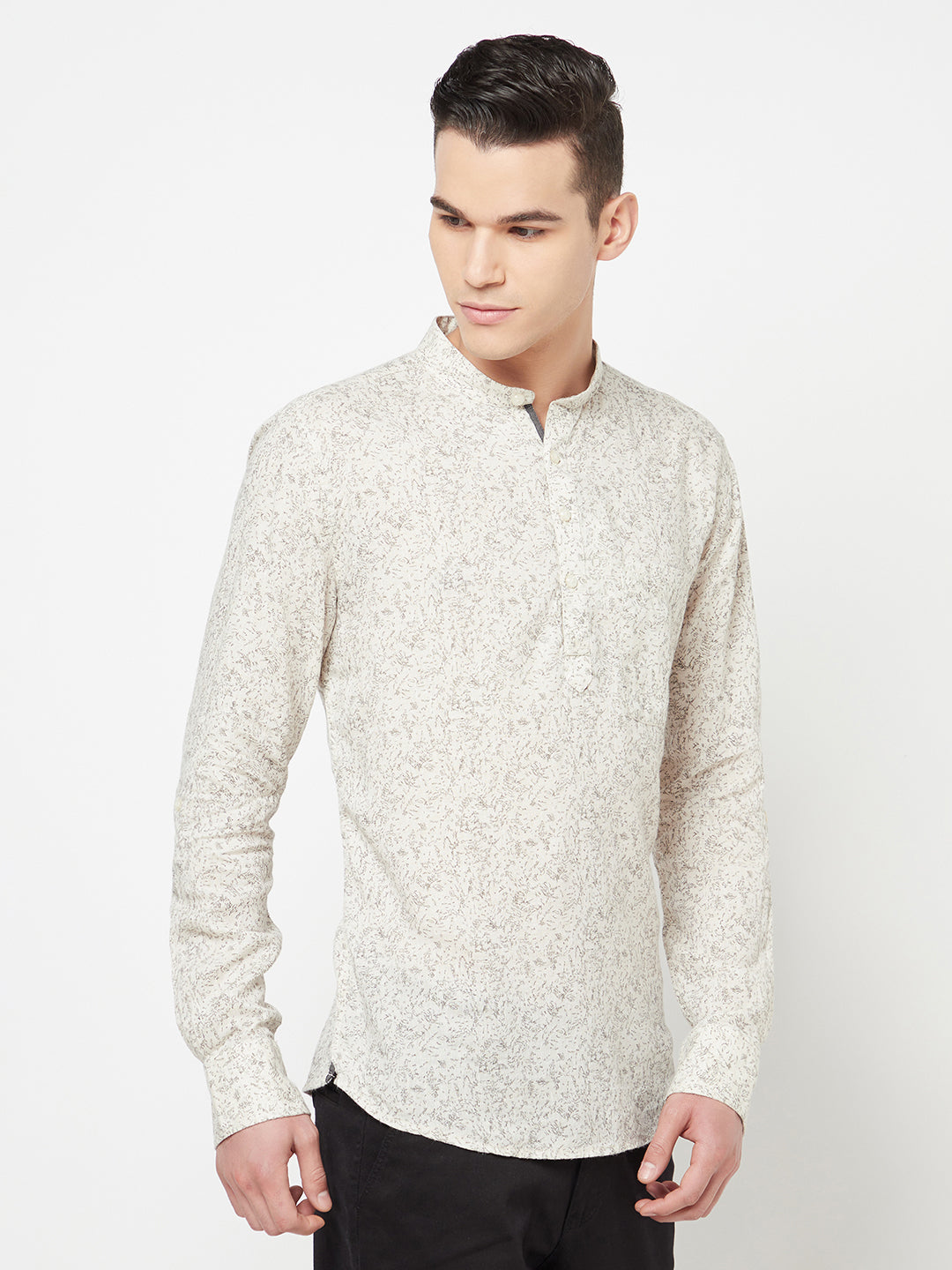 Beige Printed Kurta - Men Kurtas