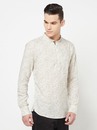 Beige Printed Kurta - Men Kurtas