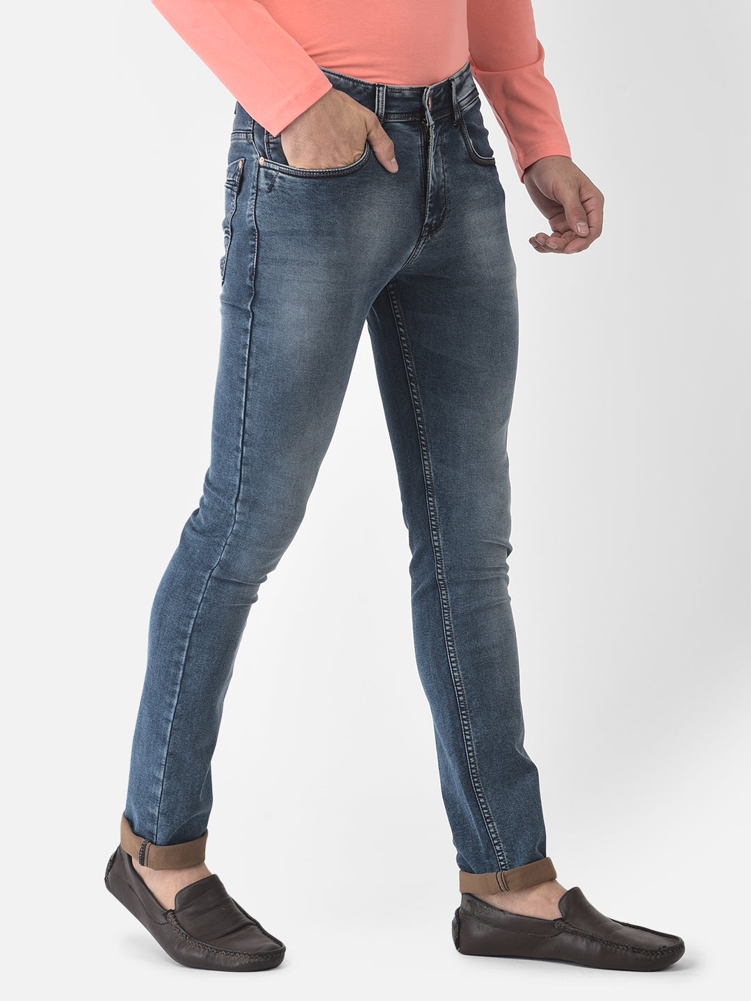 Blue Light Faded Jeans - Men Jeans