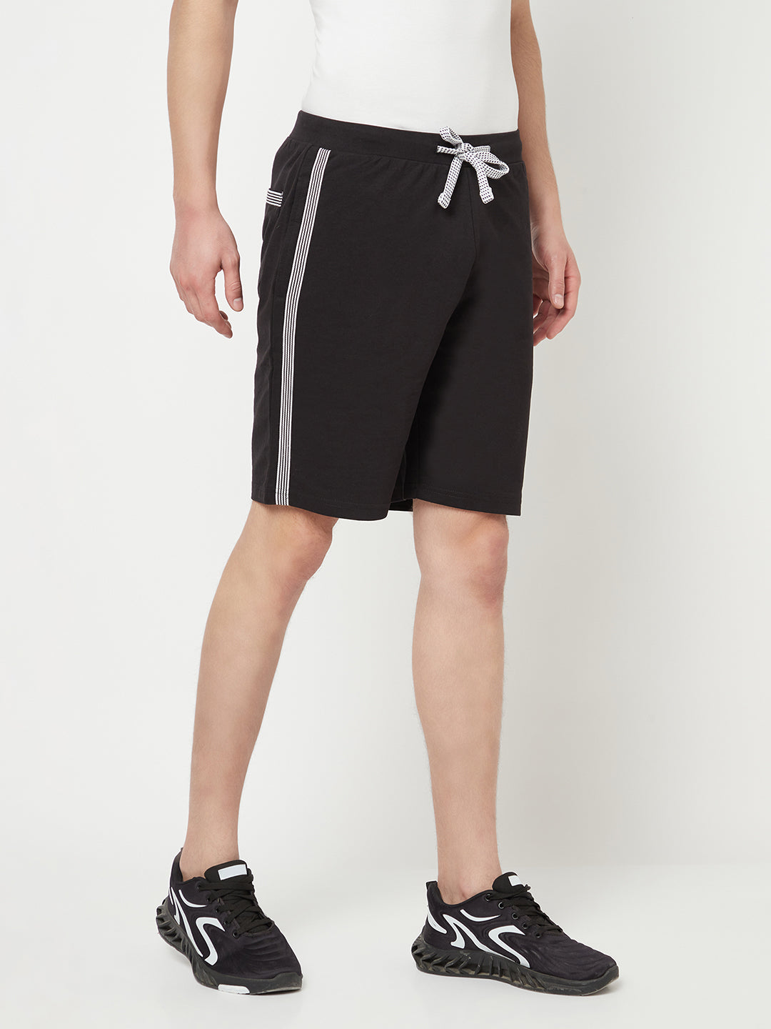 Black Printed Sports Shorts - Men Shorts