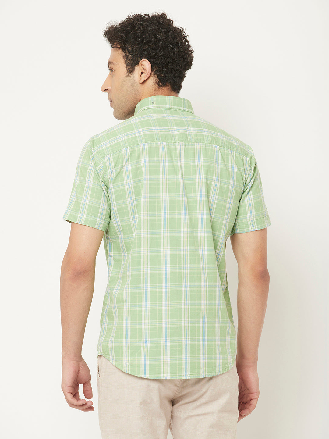   Short-Sleeved Green Shirt in Checks