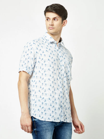  White-Blue Floral Shirt