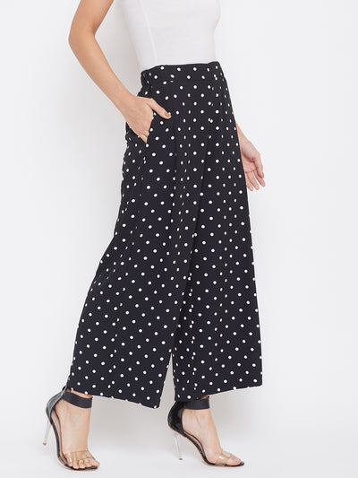 Polka Dots Flared Culottes - Women Trousers