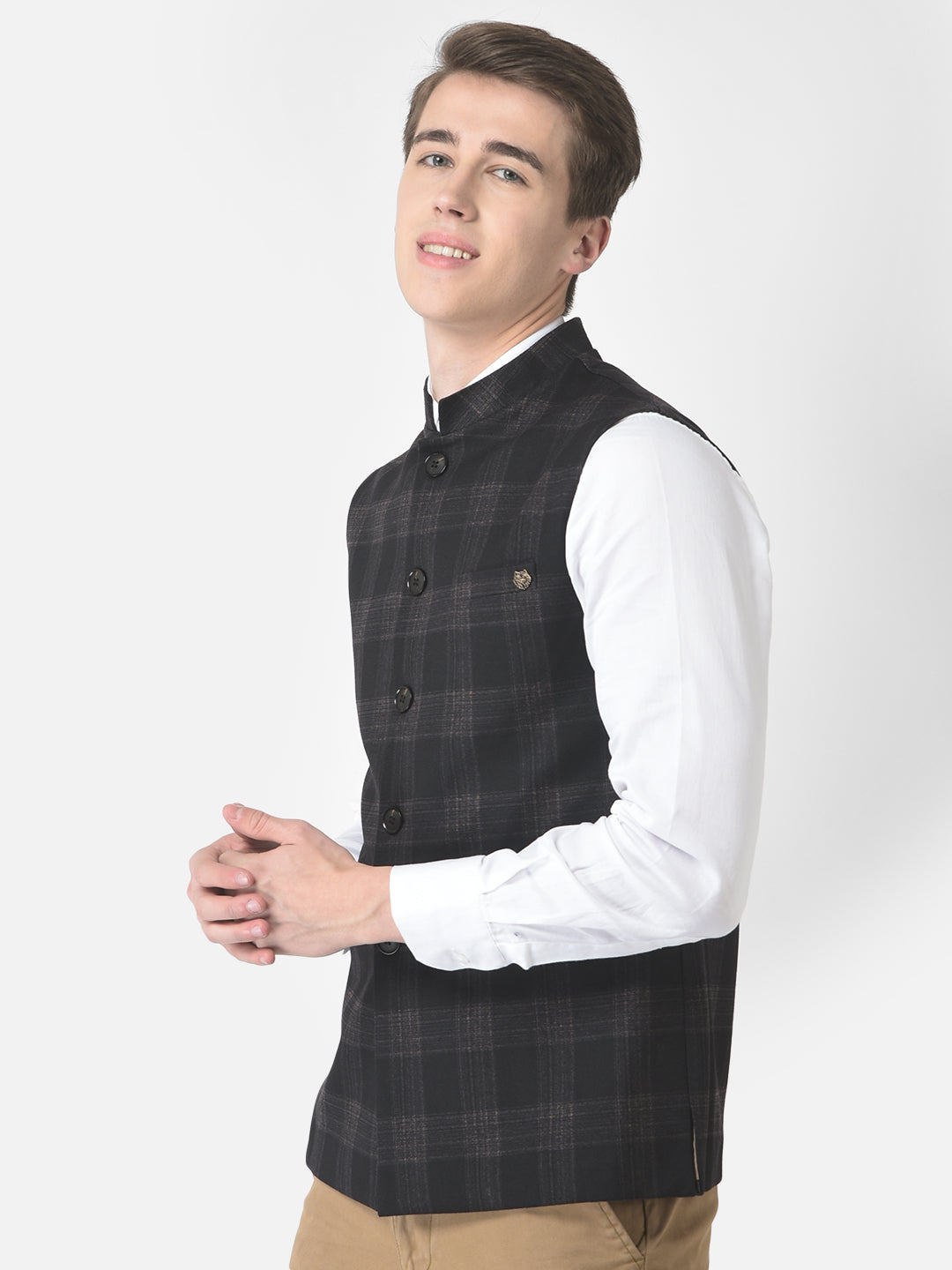  Black Checked Waistcoat