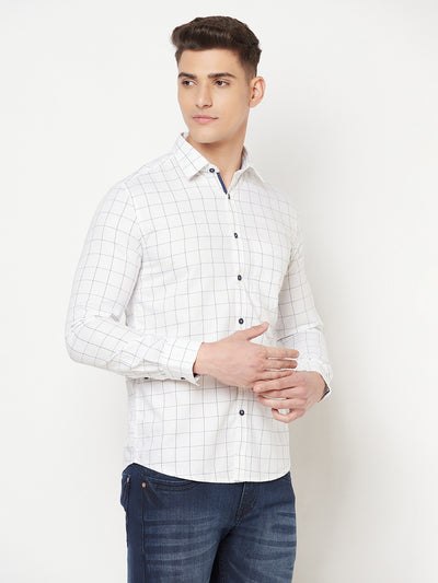 White Graph Checked Shirt - Men Shirts
