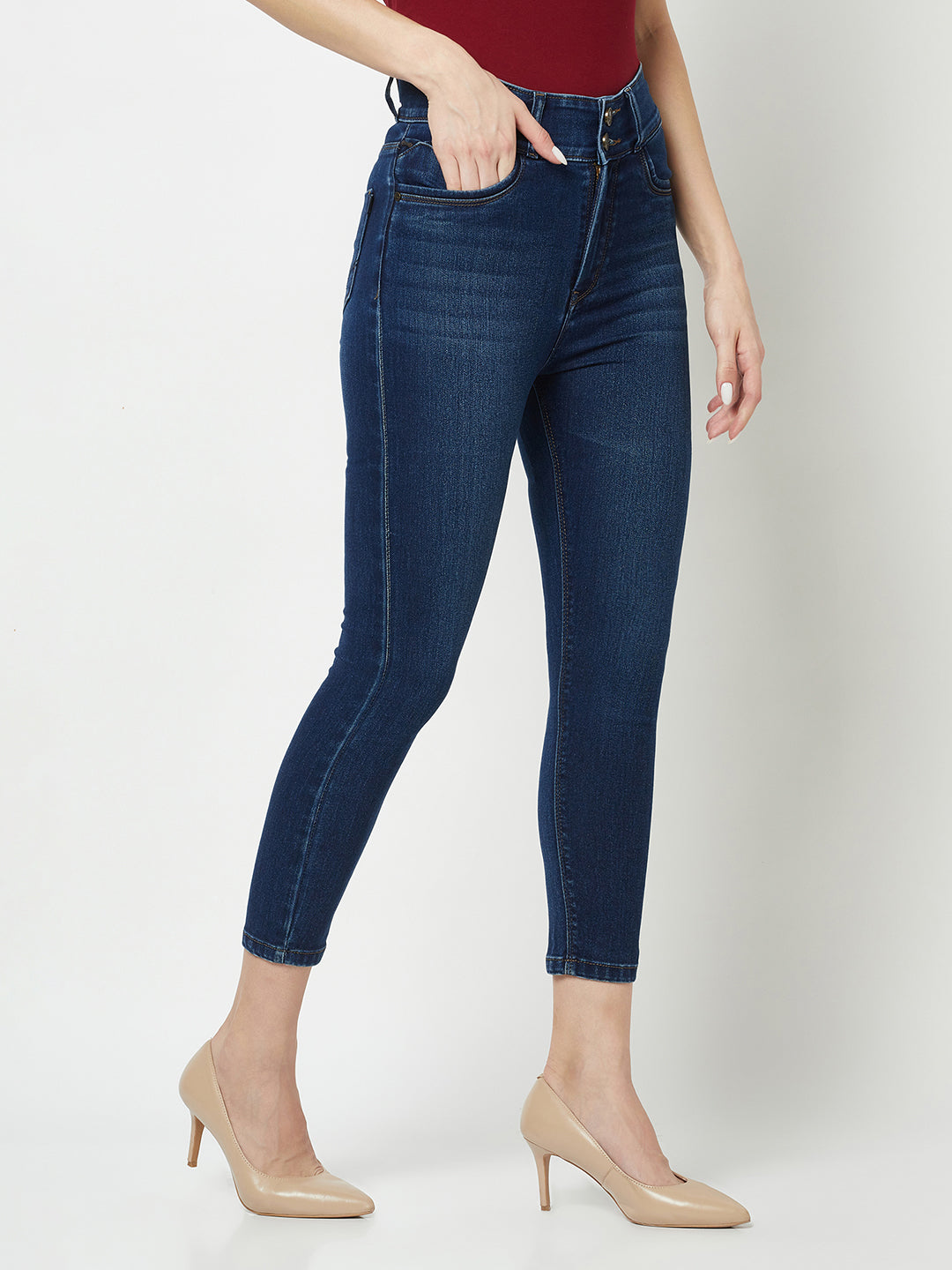  Navy Blue High-Waisted Jeans