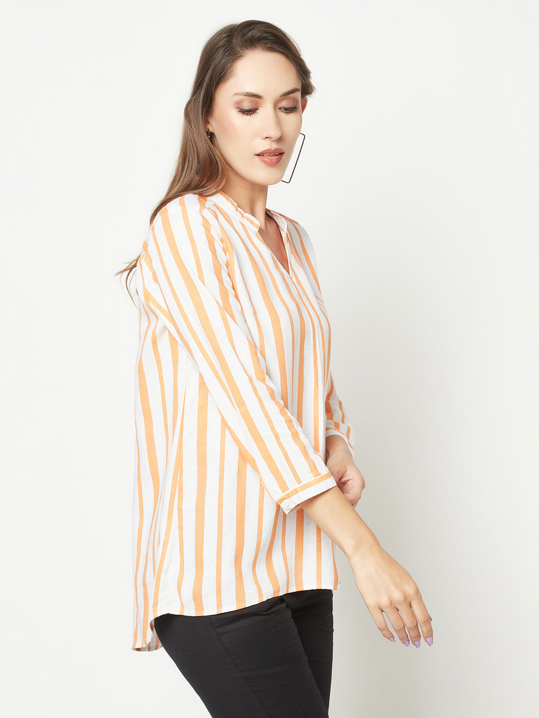  Orange Striped Top