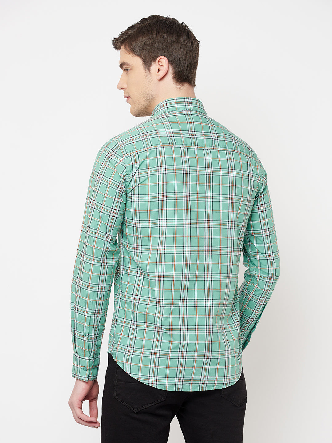 Green Checked Casual Shirt - Men Shirts