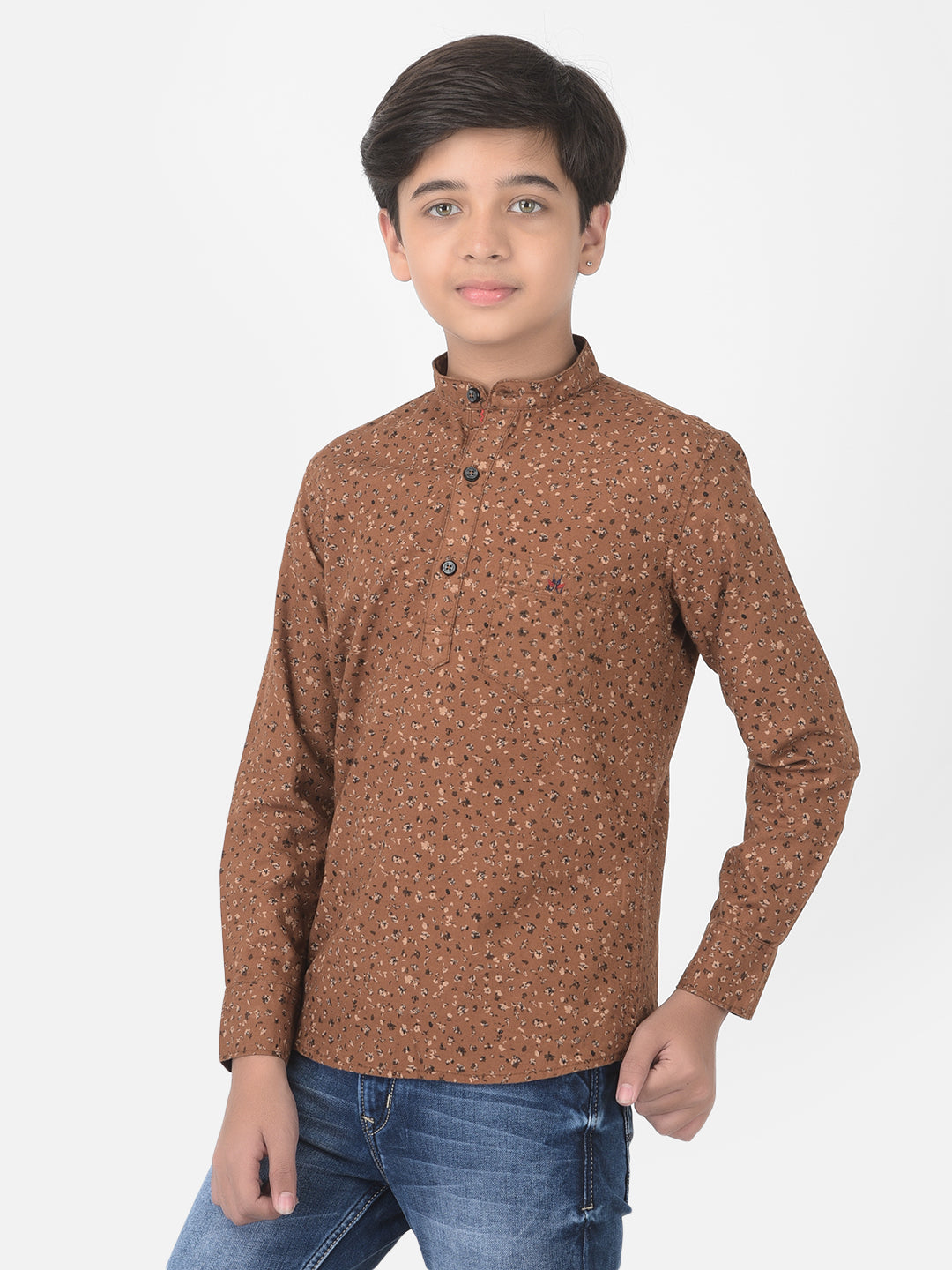 Brown Printed Kurta - Boys Kurta