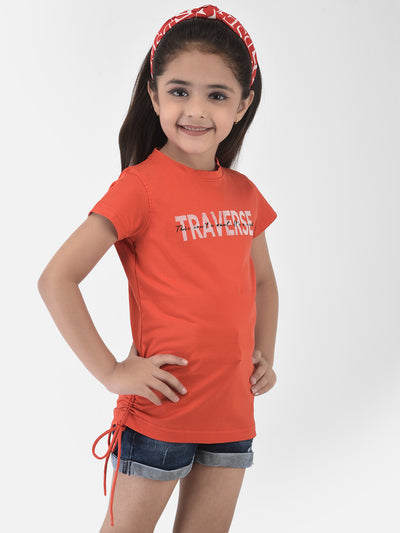Sunrise Orange Typographic T-shirt - Girls T-Shirts
