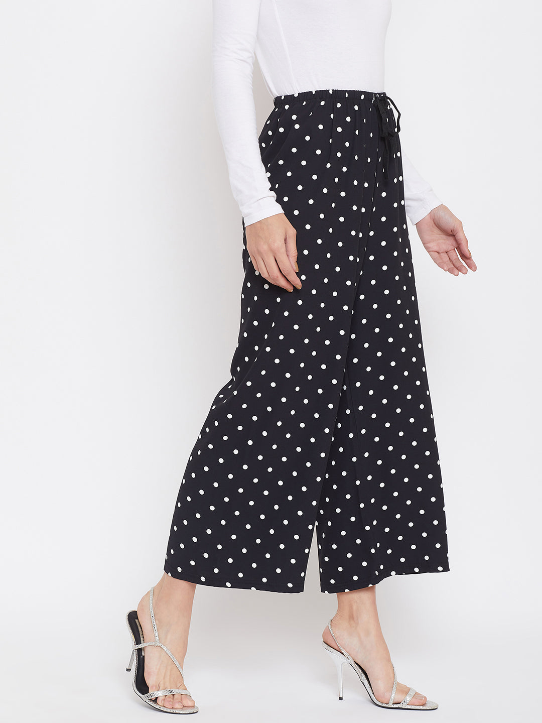 Polka Dots Flared Culottes - Women Trousers