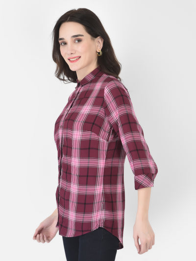 Pink Tartan Checked Shirt - Women Shirts