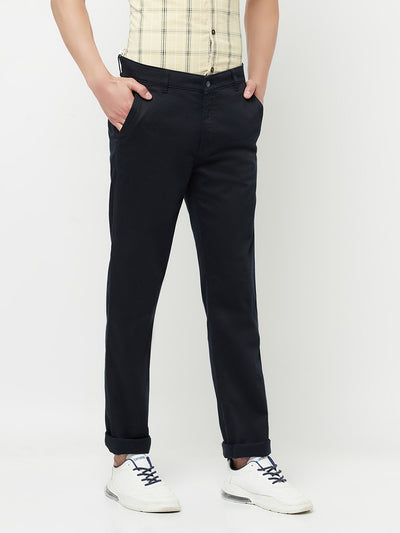 Navy Blue Casual Trousers - Men Trousers