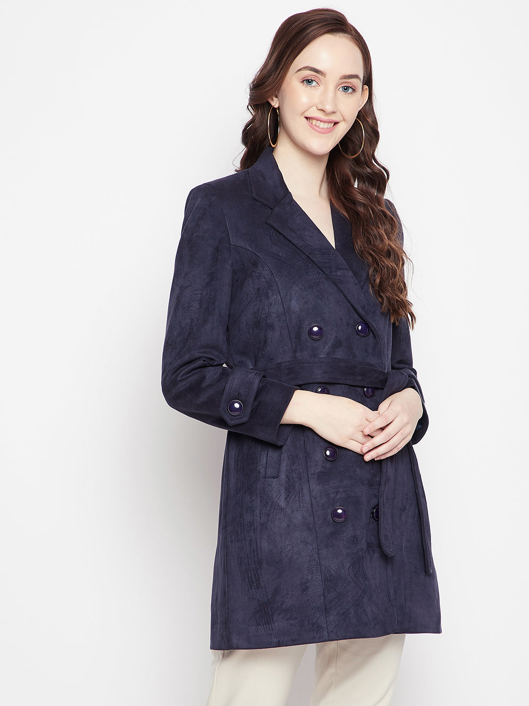 Navy Blue Longline Blazer - Women Blazer