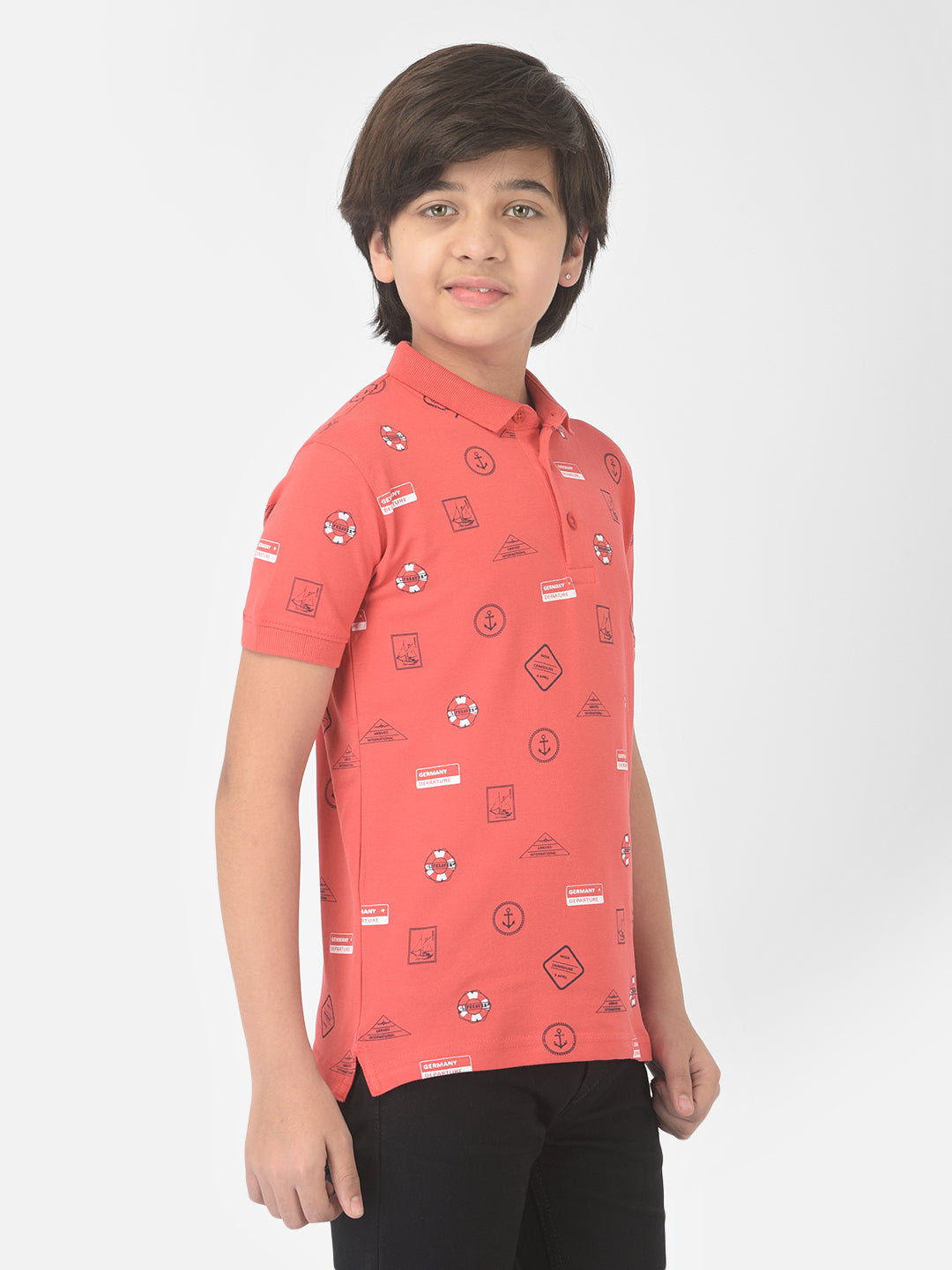 Pink Printed Polo T-shirt - Boys T-Shirts