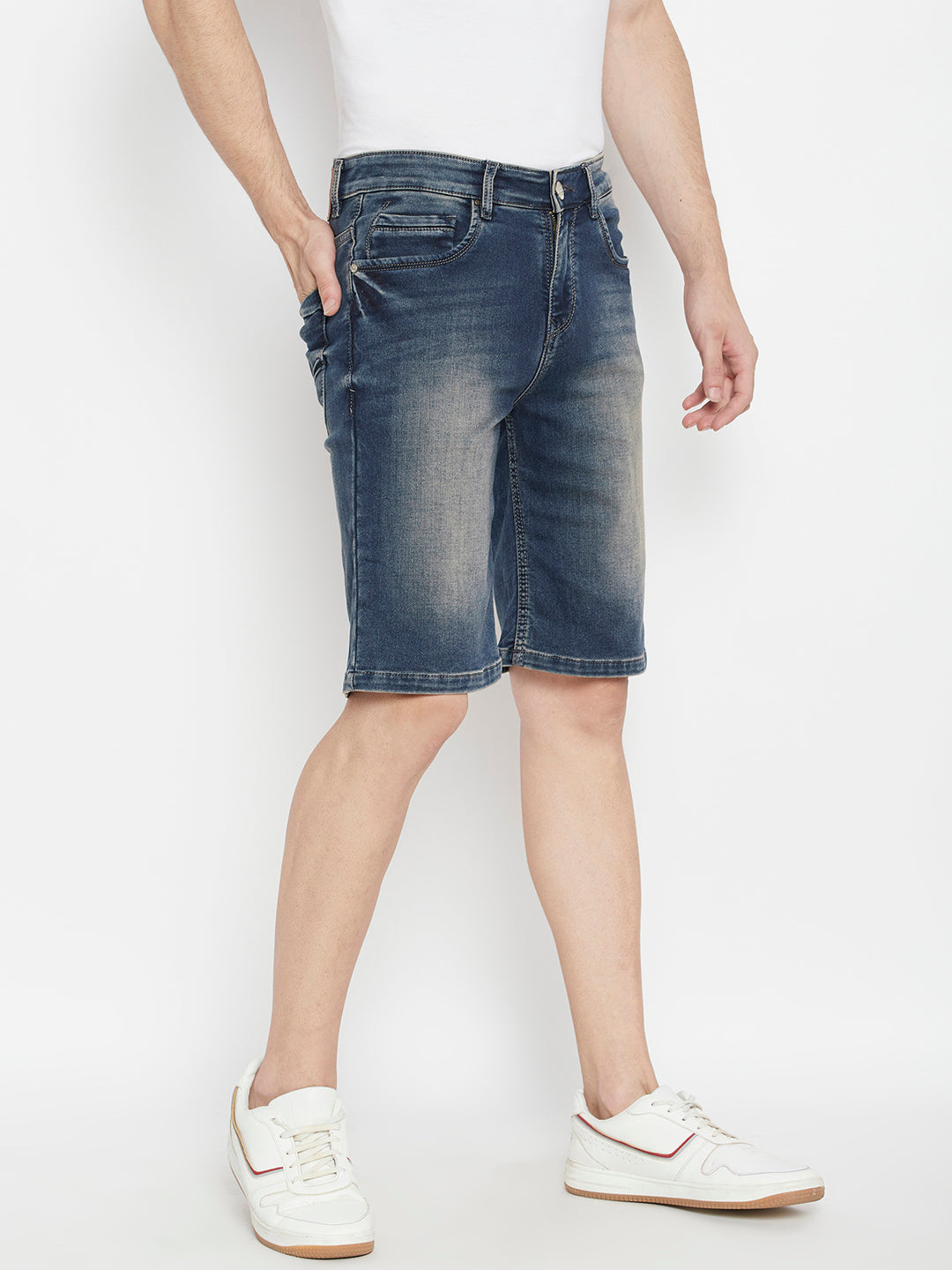 Blue Slim Fit Denim Shorts - Men Shorts