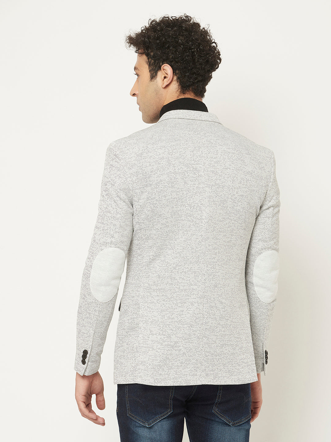  Melange Grey Blazer in Textured Print 