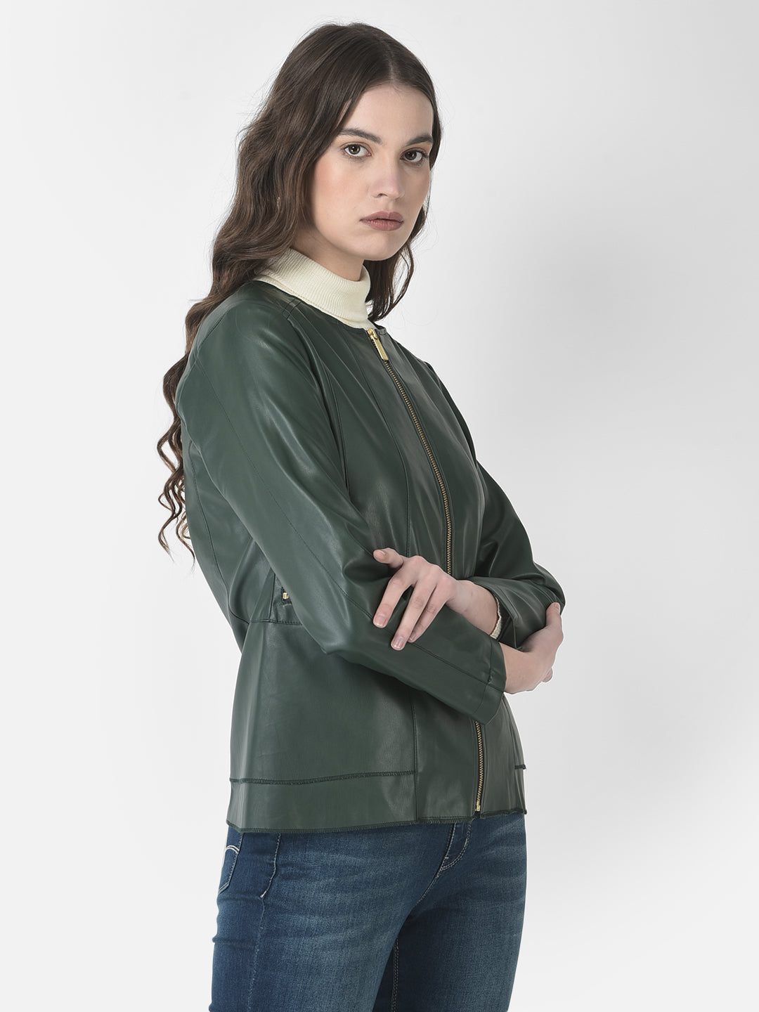  Green Faux Leather Jacket