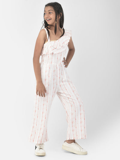  Peach Striped Jumpsuit