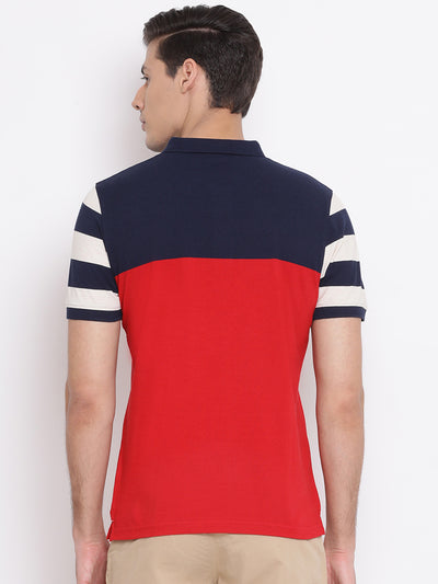 Red Colourblocked T-shirt - Men T-Shirts