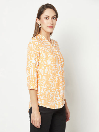  Orange Abstract Print Shirt