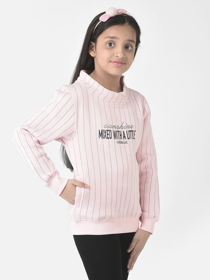  Pink Striped Cowl Sweatshirt