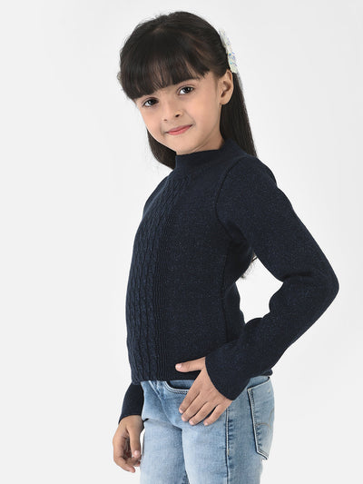 Navy Blue Sweater in Self-Designed Print