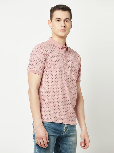  Pink Geometric Polo T-Shirt