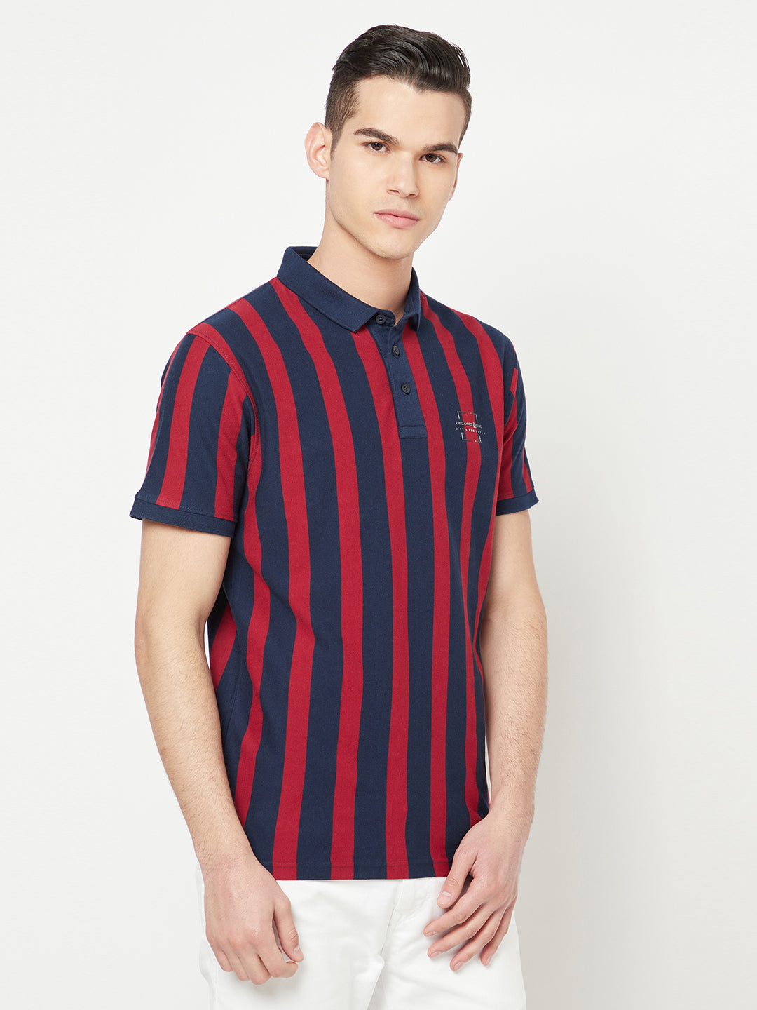 Maroon Striped Polo T-Shirt - Men T-Shirts