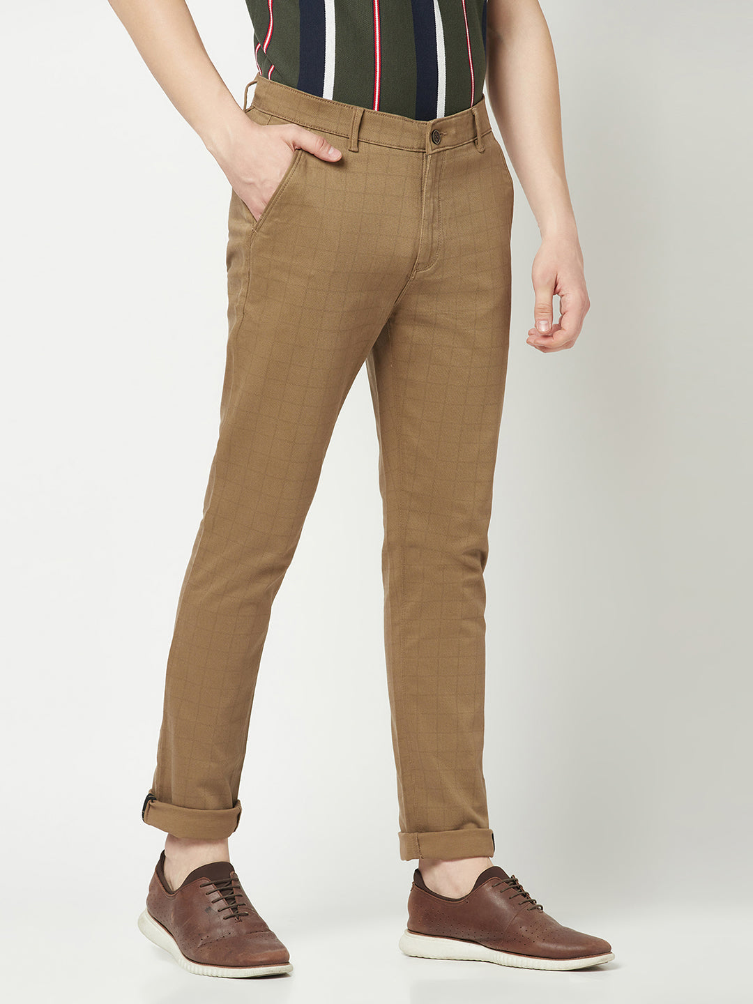  Checked Brown Trousers