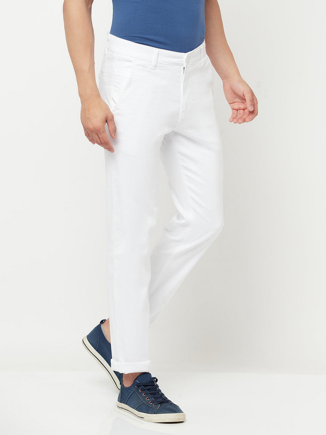 White Casual Trousers - Men Trousers