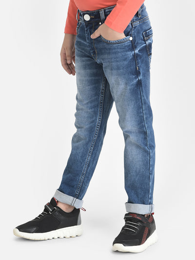 Blue Heavy Fade Jeans-Boys Jeans-Crimsoune Club