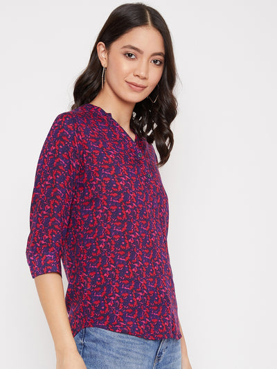 Red and Blue Printed Top - Women Tops