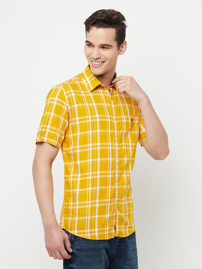 Mustard Checked Shirt - Men Shirts